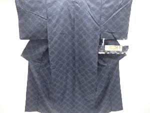 変わり格子模様織り出し本場泥大島紬着物(5マルキ)